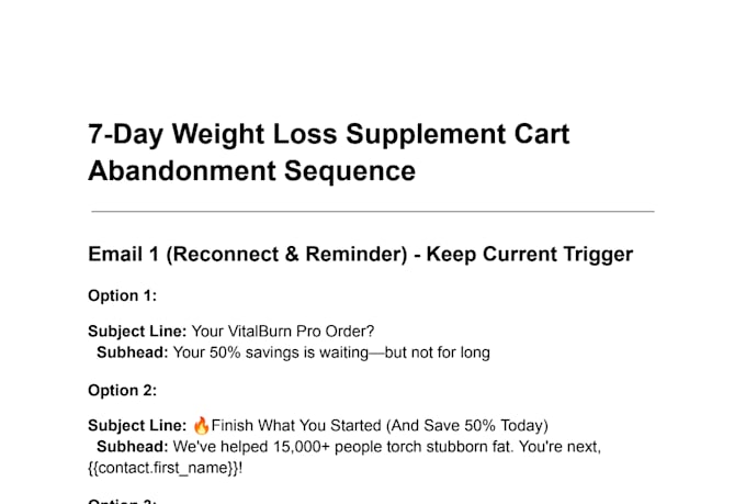 write exceptional klaviyo email sequence for ecommerce
